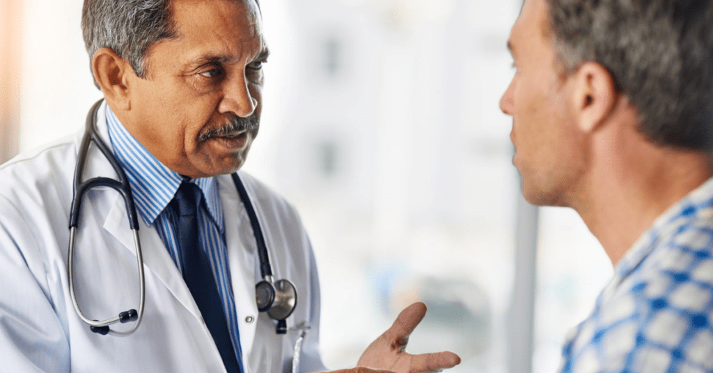 patient speaking with doctor about bimodal stimulation