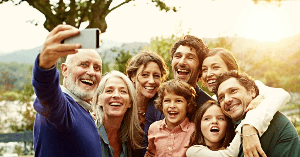 family taking selfie