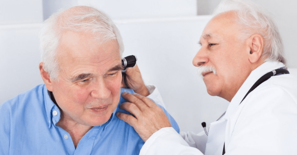 Man getting an ear exam
