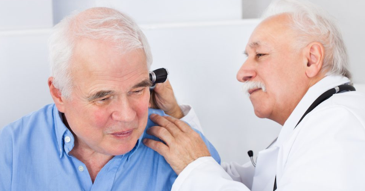 Man getting an ear exam