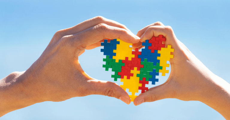 Heart with autism puzzle pieces