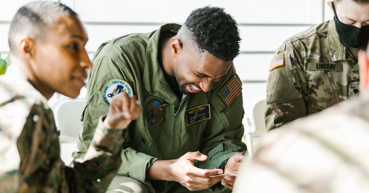 Soldiers sitting together