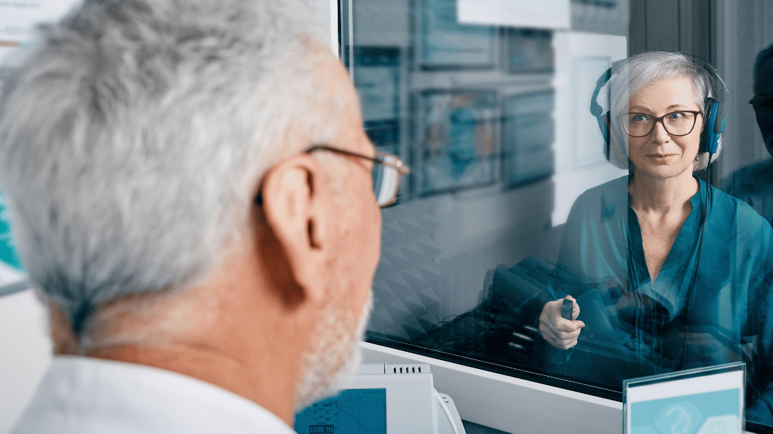 Woman getting her hearing tested