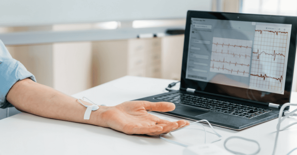 Person getting a biofeedback test 