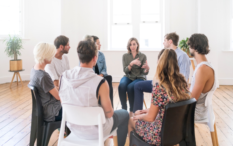 People sitting at a support group