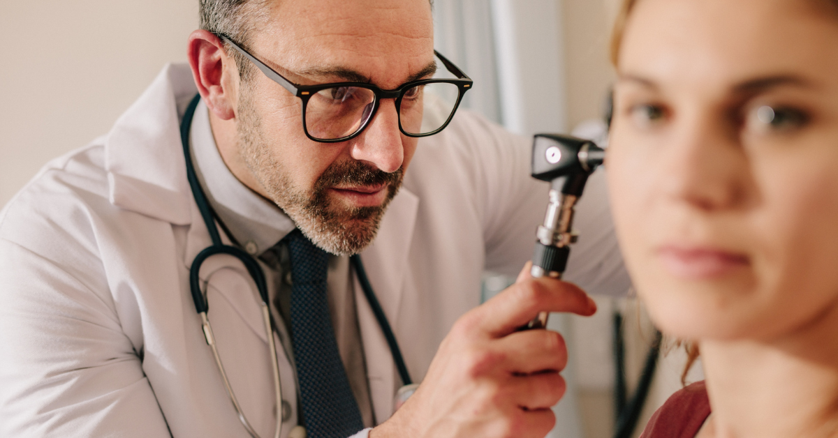 Person getting their ears checked