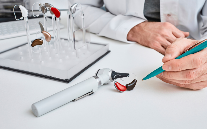 Audiology exam with hearing aid options
