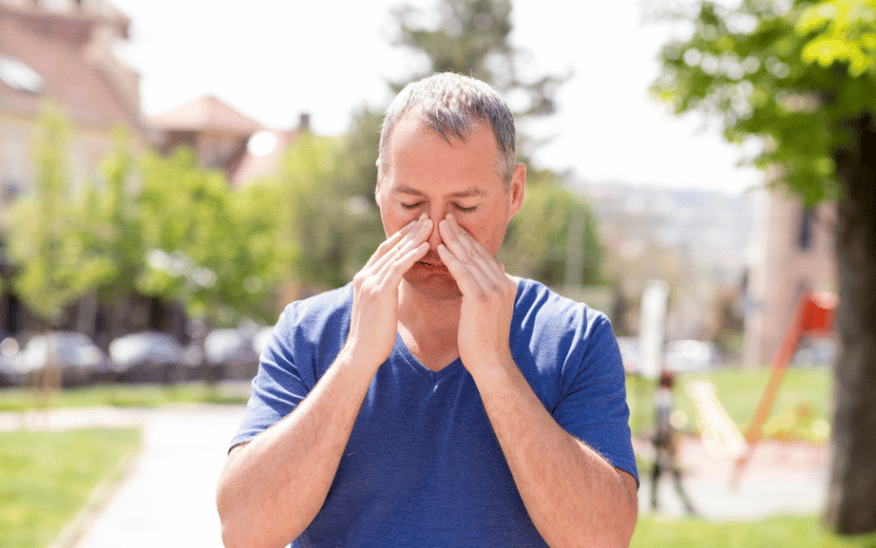 Man with sinus pressure