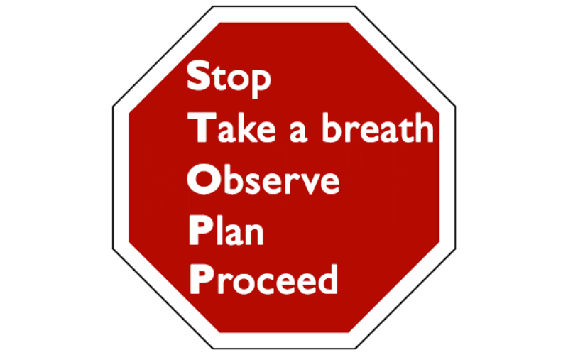 Stop sign explaining the STOPP method